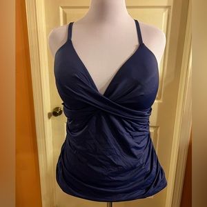 Navy twist tankini top